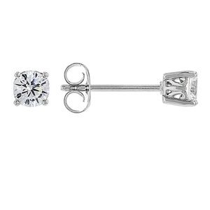 White Cubic Zirconia Rhodium Over Sterling Silver Stud Earrings